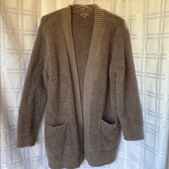 Barefoot Dreams Sweaters - Barefoot Dreams Light Brown CozyChic Ribbed Knit Trim Cardigan Size Medium